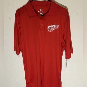 Men’s Large Detroit Red Wings FANATICS Red Performance Polo Shirt NWT